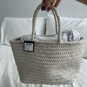 Club Monaco white leather woven bag